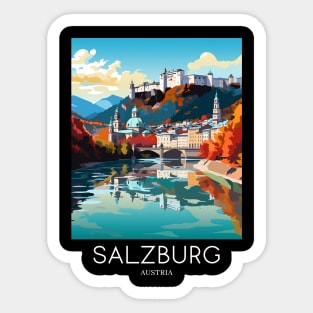 A Pop Art Travel Print of Salzburg - Austria Sticker